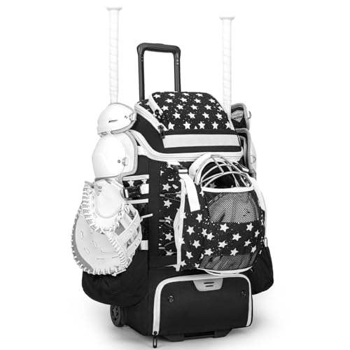 KAVIGOR Catchers Gear Bag with Wheels, 90L Rolling Baseball/Softball Bag Holds 2 Sets of Gear with Glove Compartment, Helmet Holder & Shoe Compartment - Image 1