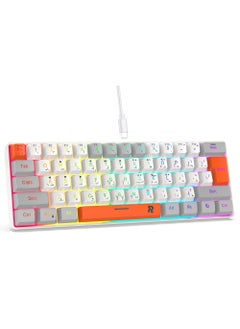 Rock Pow ROCK POW 60% Wired Gaming Keyboard,Arabic English 61Key RGB Backlit Membrane Gaming Keyboard, Ultra-Compact Mini Waterproof Keyboard for PC Computer Gamer  - Image 4