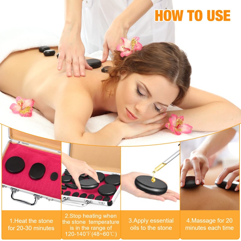 Yunsailing Hot Stones Massage Set 18 Pieces Basalt Hot Rocks Massage Rocks Kit Black Smooth Stones for Professional Home Spa Warming Relaxing Pain Relief(Temperature Constant) - Image 5