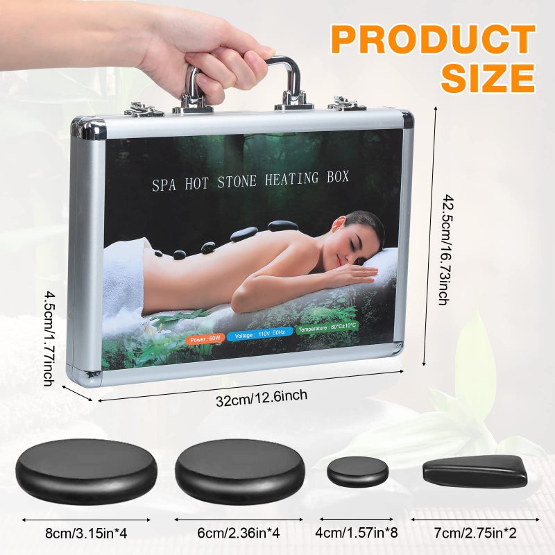 Yunsailing Hot Stones Massage Set 18 Pieces Basalt Hot Rocks Massage Rocks Kit Black Smooth Stones for Professional Home Spa Warming Relaxing Pain Relief(Temperature Constant) - Image 2