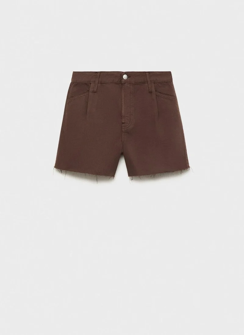 MANGO  Denim shorts with frayed hem and pleats for Women | Best Price UAE