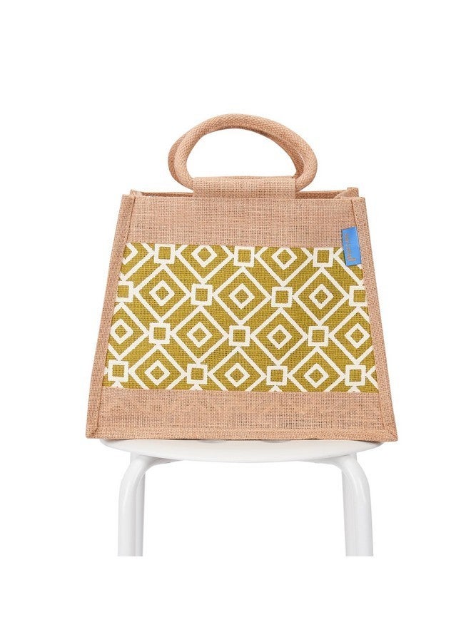 Jute Cottage Jute Bags for Lunch for Men | Jute Bags with Zip | Jute Tote Bag | Jute Tiffin Bags | Printed Jute Bag | Jute Carry Bag, Green - Image 5
