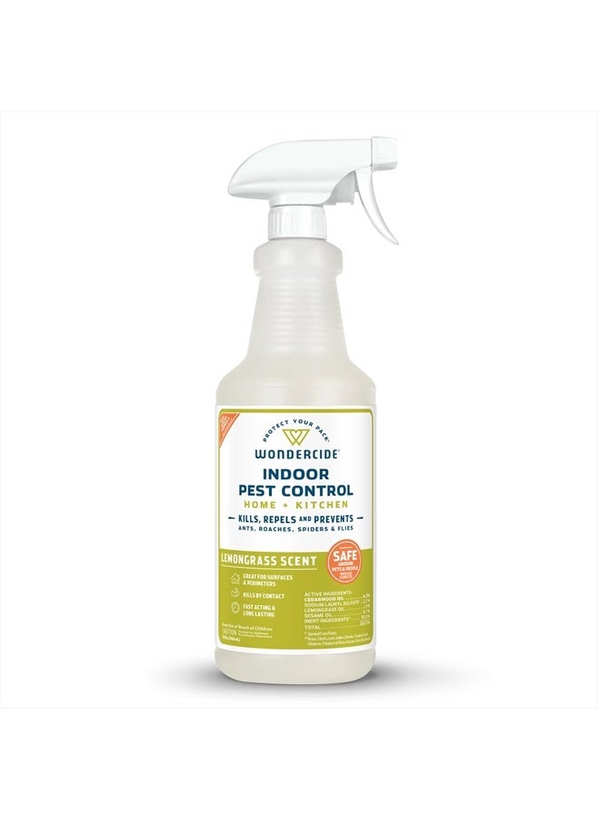 wondercide - Indoor Pest Control Spray for Home and Kitchen - Ant, Roach, Spider, Fly, Flea, Bug Killer and Insect Repellent - with Natural Essential Oils - Pet and Family Safe — Lemongrass 32 oz - Image 1