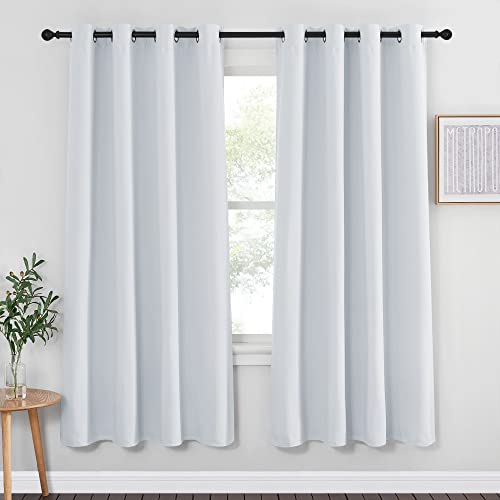 NICETOWN Room Darkening Curtain for Living Room  Easy Care Solid Energy Saving Grommet Room Darkening CurtainPanelDrape for Bedroom 1 Panel 52 by 72 Greyish White