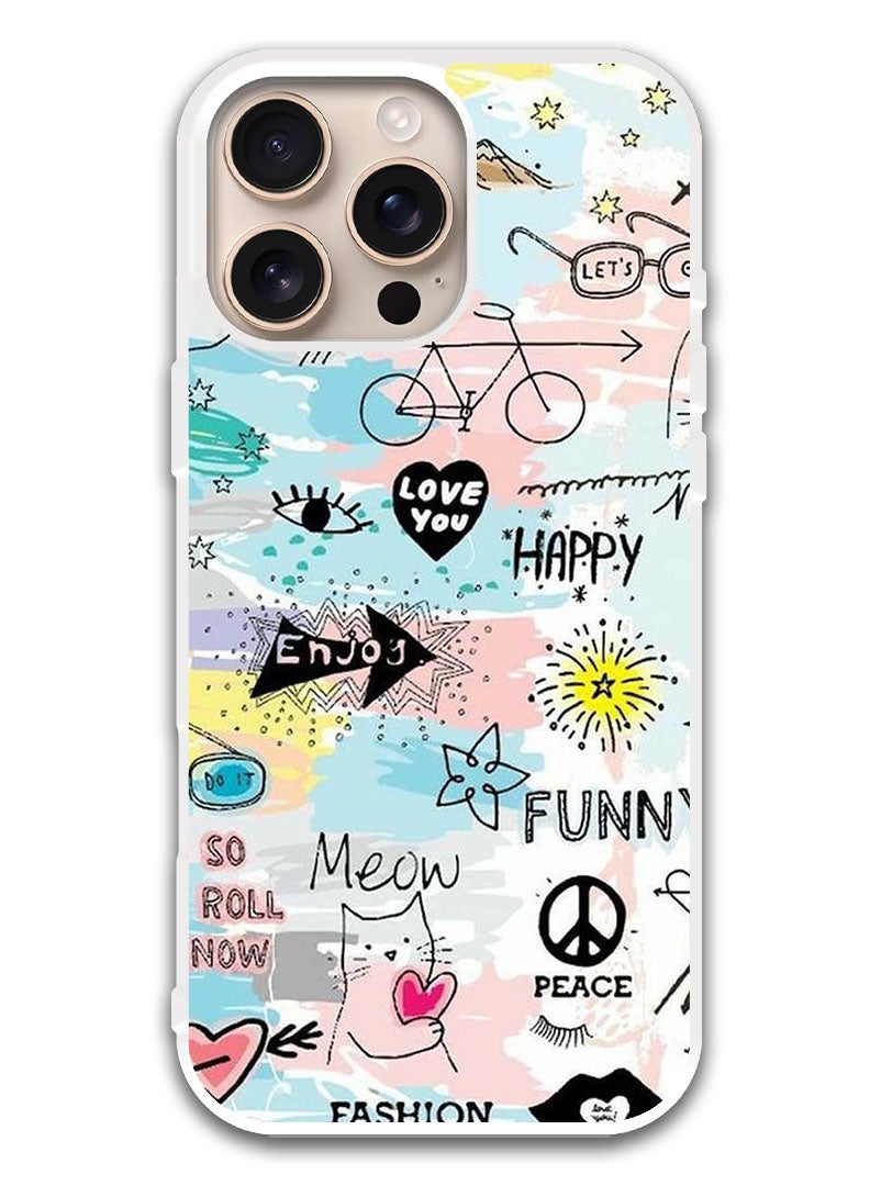 Theodor غطاء حماية لجهاز آبل آيفون 16 برو فن الرسم (حافة بيضاء) - Image 1