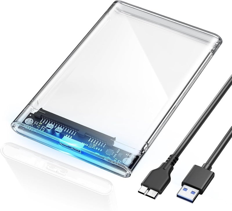 2.5 Inch External Hard Drive Enclosure USB 3.0 to SATA III – Tool-Free Clear HDD/SSD Case with UASP Support for 7mm/9.5mm 2.5" SATA SSD & HDD – Compatible with PC, PS4, Xbox & TV - Image 1