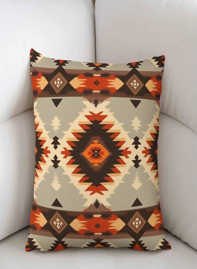 Swono Southwest Print Throw Pillow Cover,Pillow Cover,Geometric Pattern Burlap Throw Pillow Case Cushion Cover Couch Sofa Decorative Square 18x18 inches - Image 2
