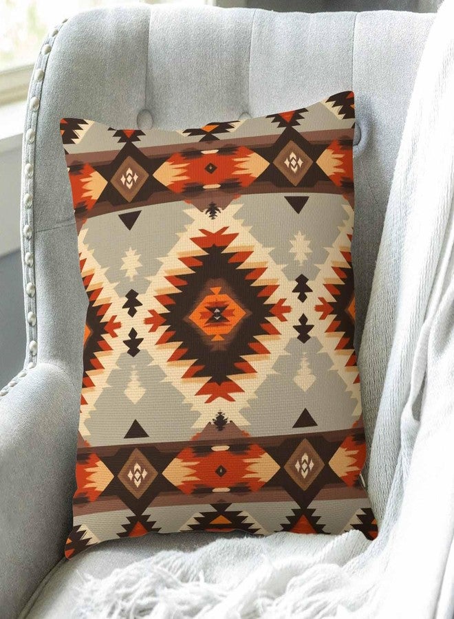 Swono Southwest Print Throw Pillow Cover,Pillow Cover,Geometric Pattern Burlap Throw Pillow Case Cushion Cover Couch Sofa Decorative Square 18x18 inches - Image 3