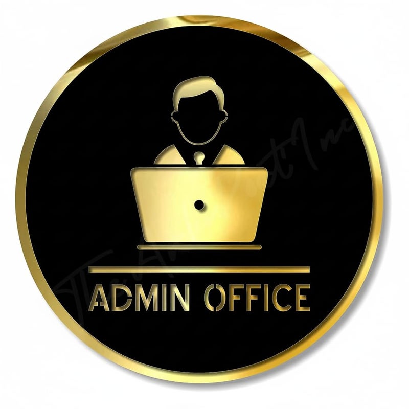 BerryBox Premium BLACK GOLD Finish AcrylicADMIN OFFICE DOOR Sign Easy to Mount 3M Self-Adhesive Tape Signage for Hotel Office Resort Society Corporate Business Hospital - Image 1