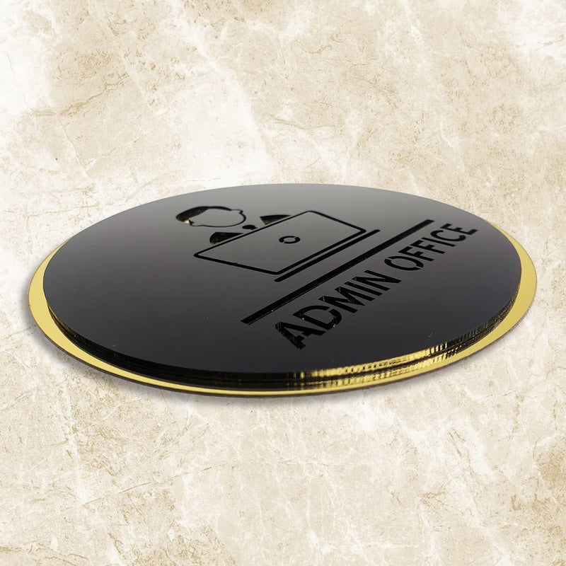 BerryBox Premium BLACK GOLD Finish AcrylicADMIN OFFICE DOOR Sign Easy to Mount 3M Self-Adhesive Tape Signage for Hotel Office Resort Society Corporate Business Hospital - Image 4