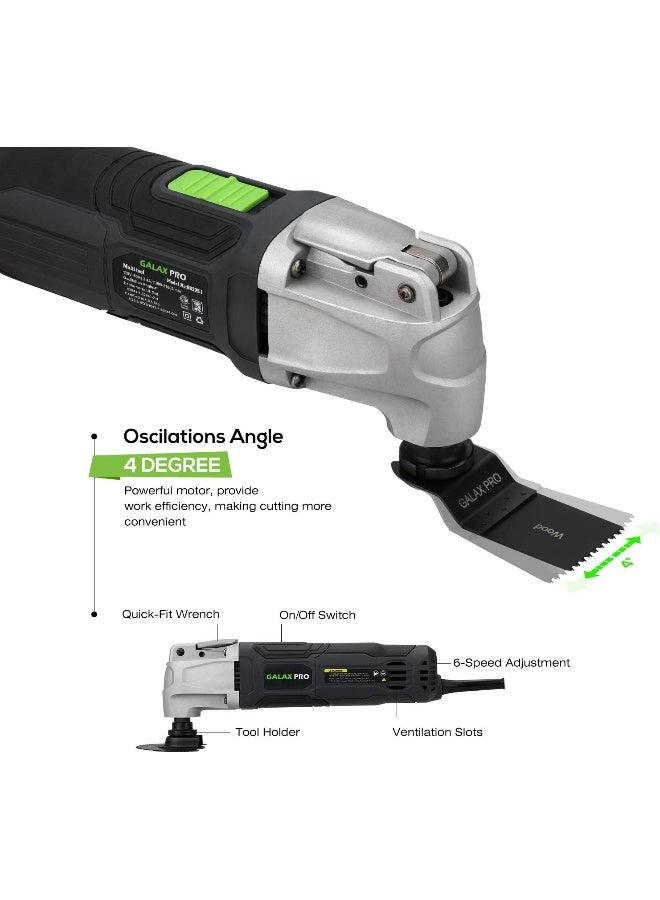 GALAX PRO 2.4Amp 6 Variable Speed Oscillating Multi-Tool Kit with Quick-Lock accessory change, Oscillating Angle:3°, 28pcs Accessories and Carry Bag - Image 3