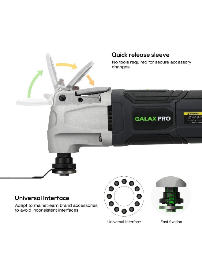GALAX PRO 2.4Amp 6 Variable Speed Oscillating Multi-Tool Kit with Quick-Lock accessory change, Oscillating Angle:3°, 28pcs Accessories and Carry Bag - Image 2