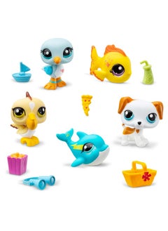 Littlest Pet Shop , Collector Set, Beach Besties Theme - Gen 7, Pets #61 To #65, Authentic Lps Bobble Head Figure, Collectible Imagination Toy Animal, Kidults, Girls, Boys, Kids, Tweens Ages 4+  - Image 2