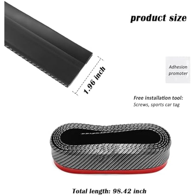 KIFIDAN 8.2Ft Carbon Fibre Front Lip As Front Bumper Protector,Upgraded Widen Rubber Front Lip Splitter for Side Skirt,Universal Front Bumper Lip Automotive Exterior Accessories - Image 2