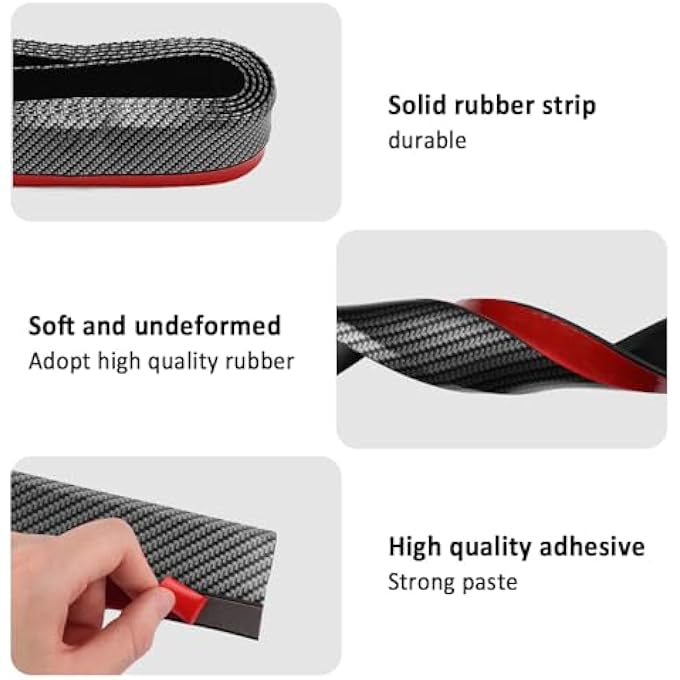 KIFIDAN 8.2Ft Carbon Fibre Front Lip As Front Bumper Protector,Upgraded Widen Rubber Front Lip Splitter for Side Skirt,Universal Front Bumper Lip Automotive Exterior Accessories - Image 3