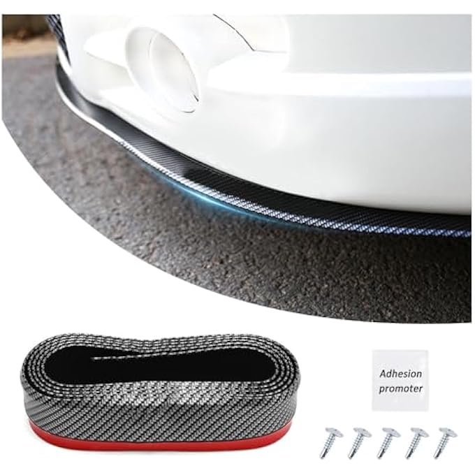 KIFIDAN 8.2Ft Carbon Fibre Front Lip As Front Bumper Protector,Upgraded Widen Rubber Front Lip Splitter for Side Skirt,Universal Front Bumper Lip Automotive Exterior Accessories - Image 1