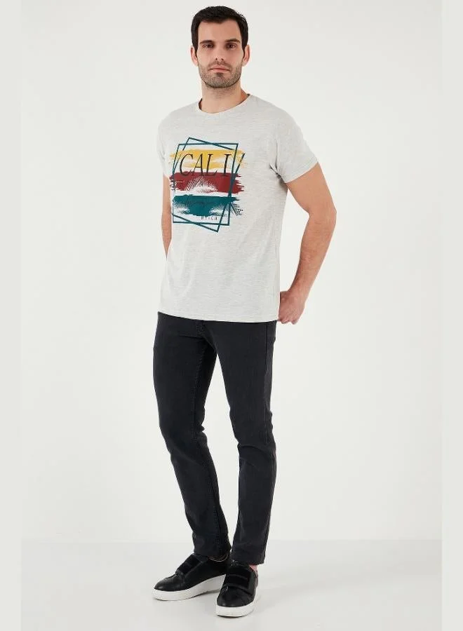 بوراتي تيشيرت رجالي قطن بياقة دائرية بقصة ضيقة من بوراتي