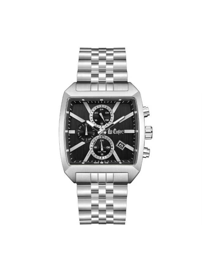 لي كوبر ساعة رجالية متعددة الوظائف بسوار معدني فضي