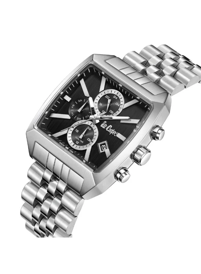 لي كوبر ساعة رجالية متعددة الوظائف بسوار معدني فضي