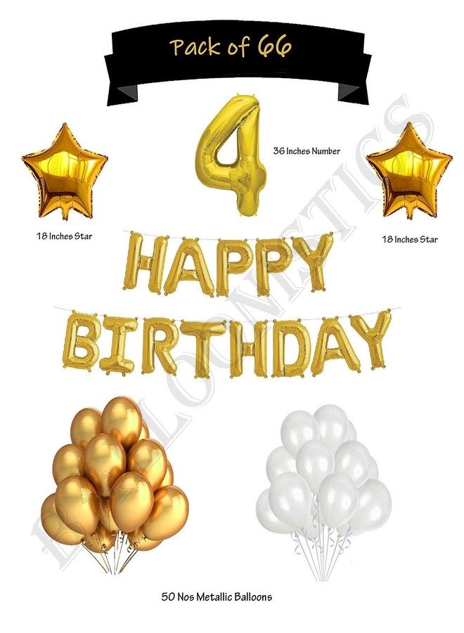 Balloonistics Happy Birthday Decoration Box for Baby Shower Combo of foil Balloon (16 inch), Fourth Birthday Decorations Balloon - Pack of 66 - Image 1