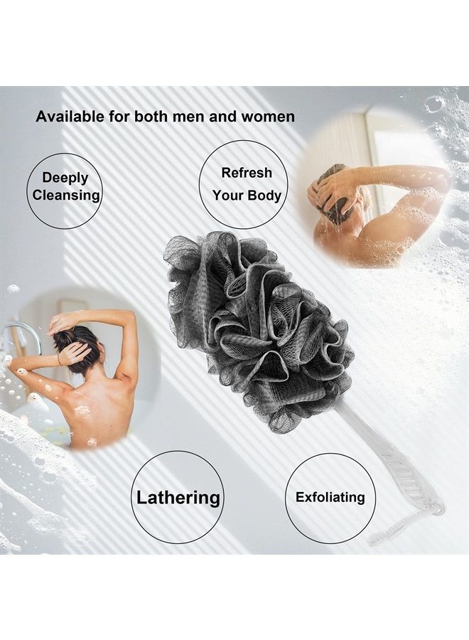PPHAO BASIC PPHAO - Black Loofah - Charcoal Loofah - Mens Loofah - Back Loofah Scrubber with Handle - Back Loofah for Shower - Long Handle Bath Brush - Grey Loofah - Shower Mens Loofah Sponge - 2 Pack - Image 5