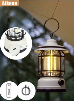 Aikenn Retro Camping Lantern Portable Camping Light Rechargeable IPX4 Waterproof Camping Lamp Hanging Dimmable COB Brightness Tent Light for Outdoor Hiking Garden Fishing Emergency White  - Image 1