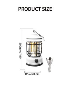 Aikenn Retro Camping Lantern Portable Camping Light Rechargeable IPX4 Waterproof Camping Lamp Hanging Dimmable COB Brightness Tent Light for Outdoor Hiking Garden Fishing Emergency White  - Image 2