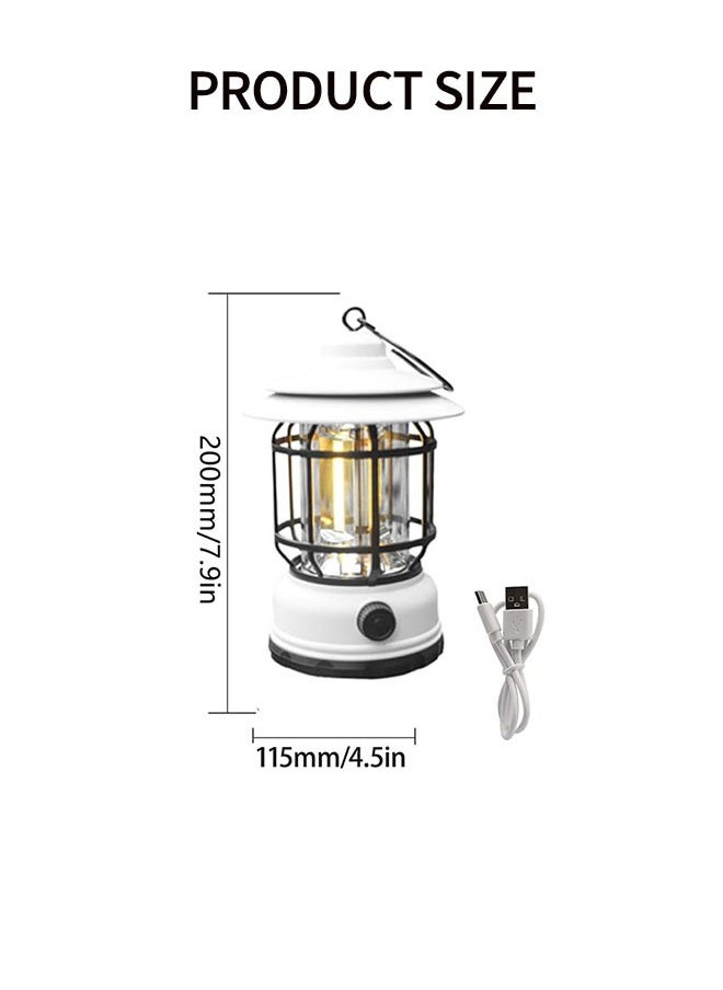 Aikenn Retro Camping Lantern Portable Camping Light Rechargeable IPX4 Waterproof Camping Lamp Hanging Dimmable COB Brightness Tent Light for Outdoor Hiking Garden Fishing Emergency White  - Image 2