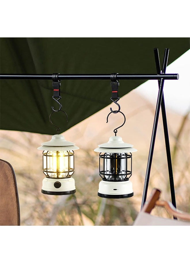 Aikenn Retro Camping Lantern Portable Camping Light Rechargeable IPX4 Waterproof Camping Lamp Hanging Dimmable COB Brightness Tent Light for Outdoor Hiking Garden Fishing Emergency White  - Image 5