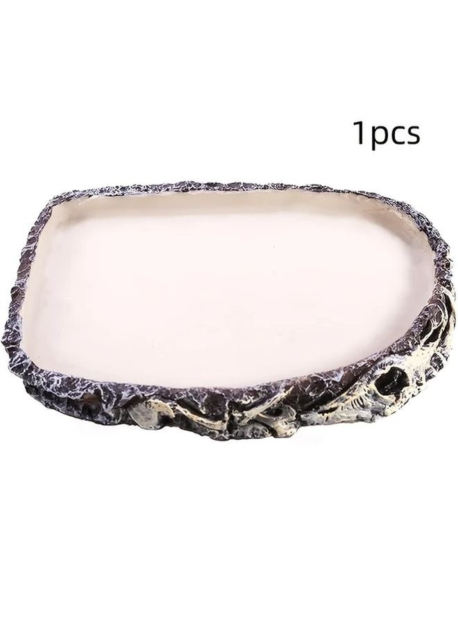 1pc Reptile Water Bowl Synthetic Fiber Feeding Dish for Turtles Snakes Lizards Geckos Chameleons Durable Pet Feeder Food Plate - Image 1