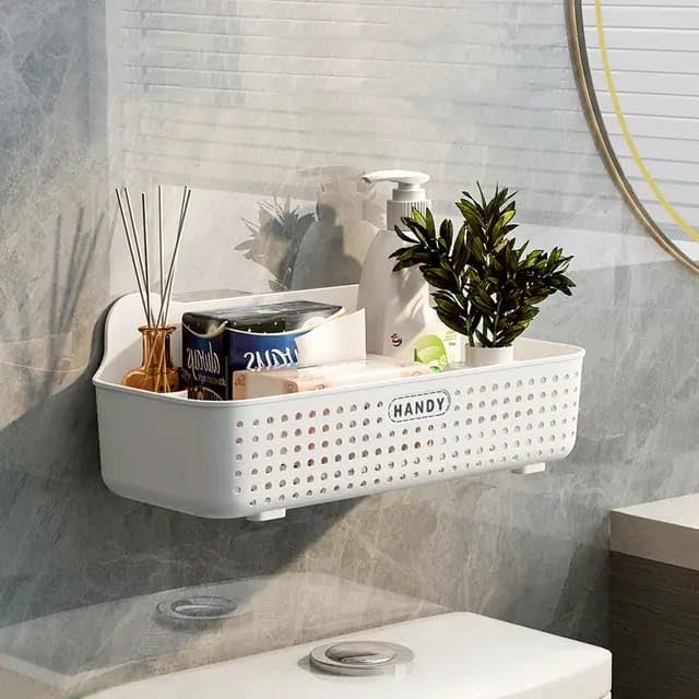 Starller SelfAdhesive Multipurpose Wall Mounted Bathroom Shelf And Rack For Bathroom And KitchenSpace Saving Bathroom Organizer Shelf Punch Free Wall Shelves 2 Bathroom Shelf White Plastic - Image 4