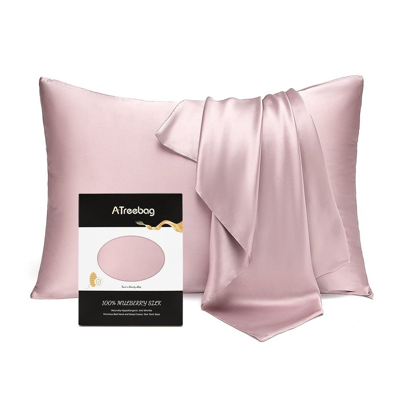 ATreebag Pillowcase 100 Mulberry Silk for Hair and Skin Double Sided 19 Momme Pure Silk Pillow Case with Hidden Zipper and Gift Box Light Plum 1 PC Toddler 13x18