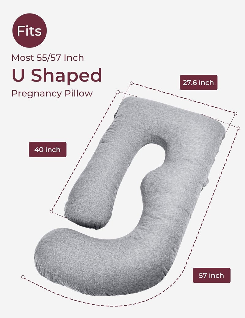 Momcozy غطاء وسادة الحمل Momcozy على شكل U بطول 57 بوصة غطاء وسادة الجسم الكبير قابل للإزالة ناعم قابل للغسل في الغسالة غطاء بديل يناسب معظم 55-57 بوصة - Image 4