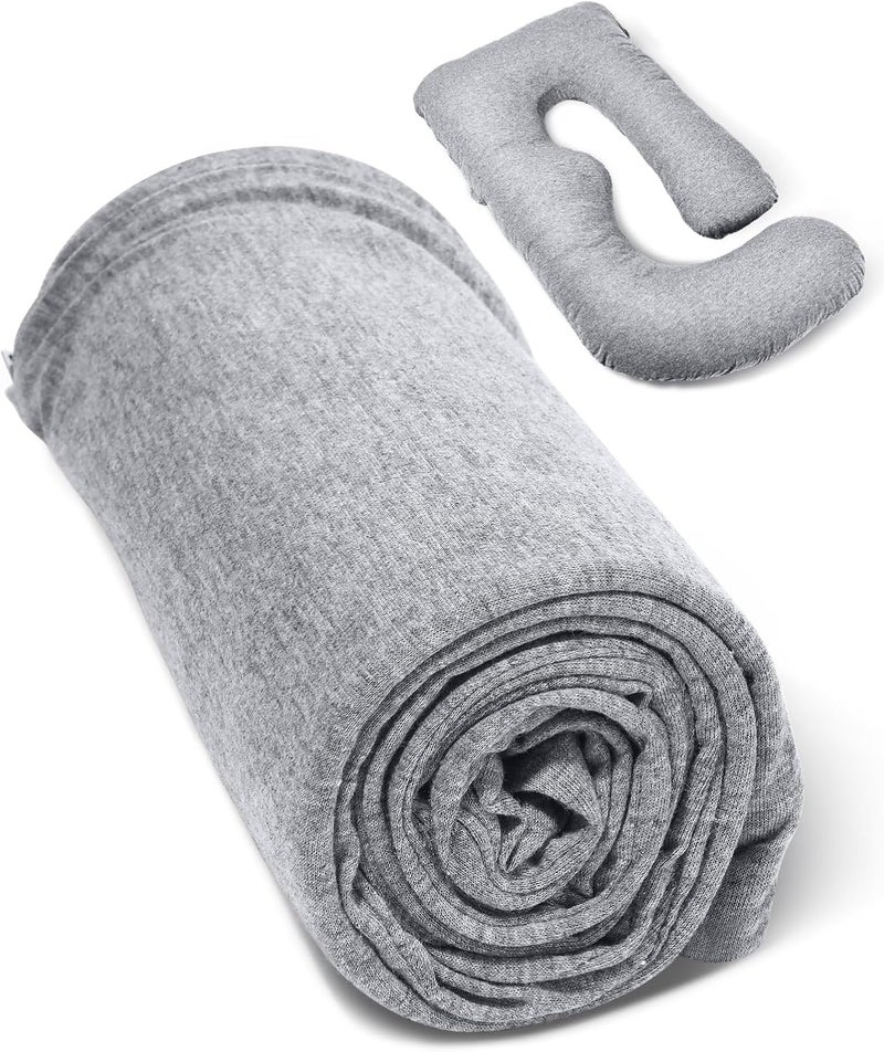 Momcozy غطاء وسادة الحمل Momcozy على شكل U بطول 57 بوصة غطاء وسادة الجسم الكبير قابل للإزالة ناعم قابل للغسل في الغسالة غطاء بديل يناسب معظم 55-57 بوصة - Image 1