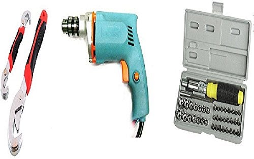 Unique Gadget Buy Shopper52 New 10mm Powerful Drill Machine + 41 Pcs Tool Kit Screwdriver Set + Snap N Grip Wrench Set - DRL41SNP - Image 1