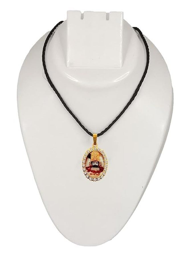 Ishwaraa Khatu Shyam Baba Locket for Unisex | Stainless Steel Round Shape Diamond Nug Engraved Hindu God Pendant | Jai Shri Khatu Shyam/Barbarika Ji Devotional - Locket Only (Khatu Shyam Oval Shape) - Image 5