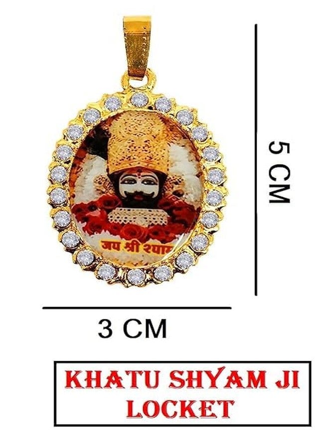 Ishwaraa Khatu Shyam Baba Locket for Unisex | Stainless Steel Round Shape Diamond Nug Engraved Hindu God Pendant | Jai Shri Khatu Shyam/Barbarika Ji Devotional - Locket Only (Khatu Shyam Oval Shape) - Image 4