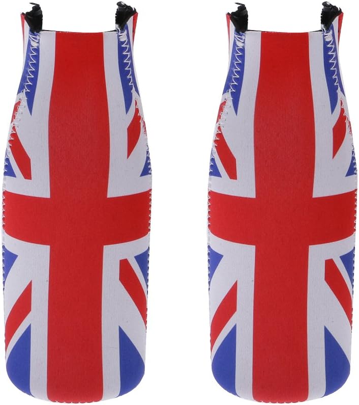 klarako 2 Pair UK Flag Beer Soda Tin Can Chilling Wrap Cooler Holder Bar Tools Party Favor - Image 1