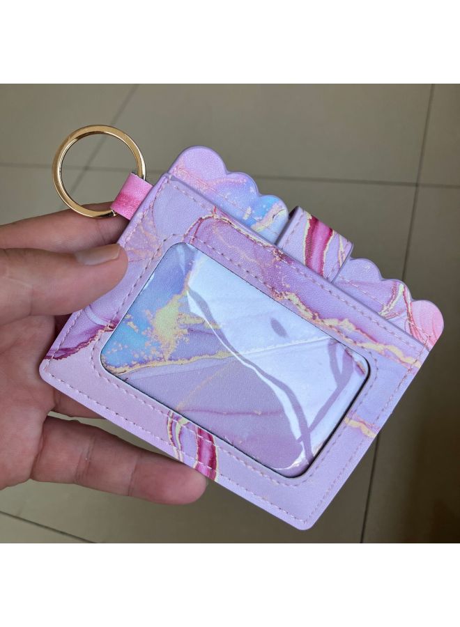 Hot Color PU Leather Women's Hand Bank Card Bag Fashion Creative Student Bus Card Holder-Color:Pink Ink Painting - Image 1