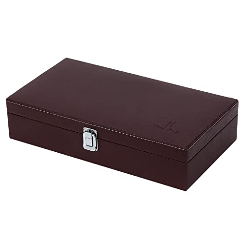Hard Craft Watch Box Organizer Holder Jewelry Accessories Display Storage Case Watch Organiser Collection Box 12 Slots In PU Leather For Men Women (Brown) - Image 3