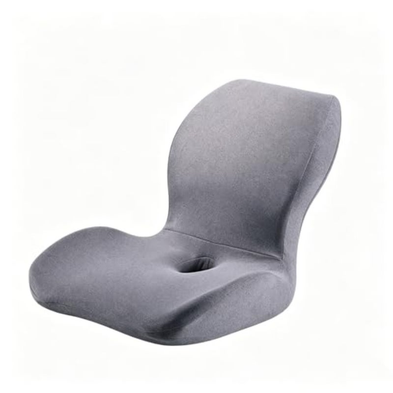 Ergonomic Memory Foam Seat Cushion with Back Support, Pressure Relief and Posture Corrector for Office, Home, Car Light grey - Image 1