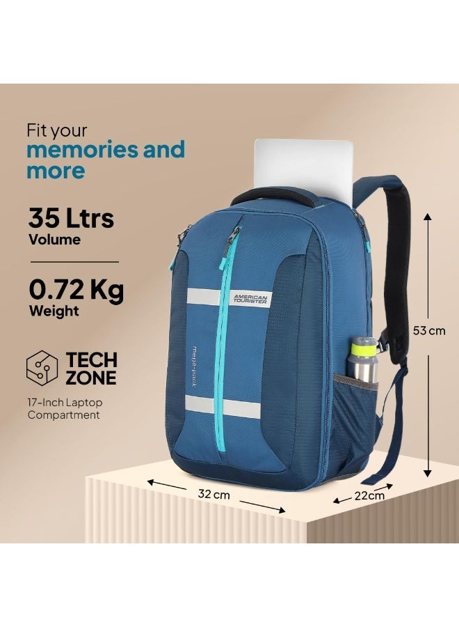 American Tourister Bowie The Outdoor Backpack With A 17 Inch Laptop Compartment, 35 L Capacity, External Bottle Holder, And A Shoe Compartment For Men And Women In A Striking Blue Color, Blue - Image 2