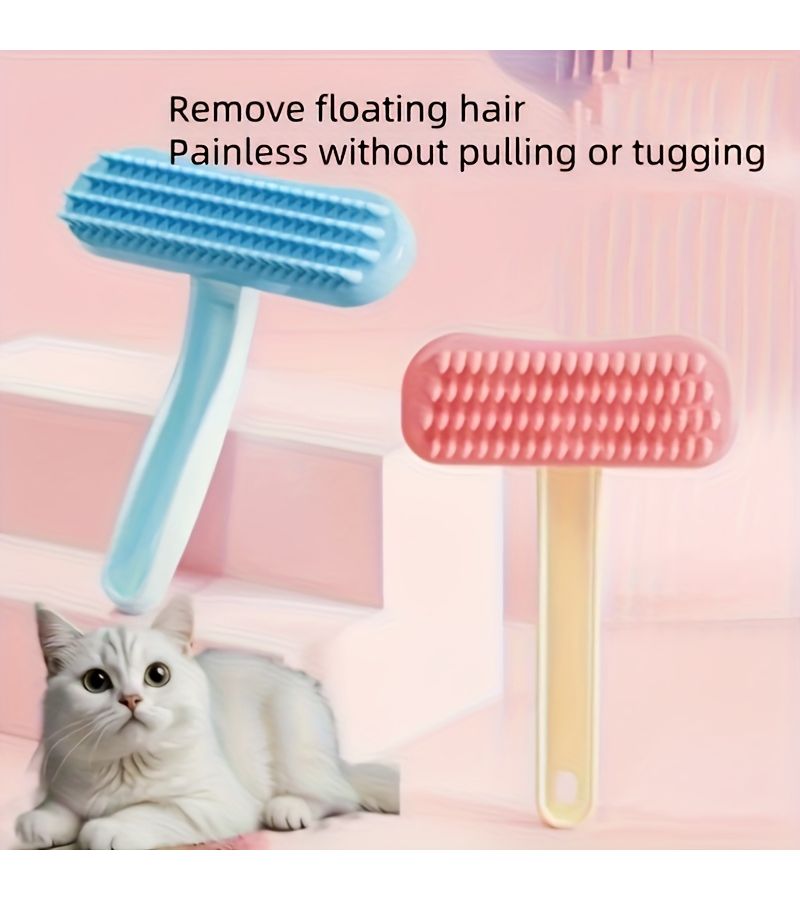 Pink Silicone Pet Grooming Brush Soft Bristles Heart Shaped Head Detangling Massaging Tool for Cats Dogs - Image 4