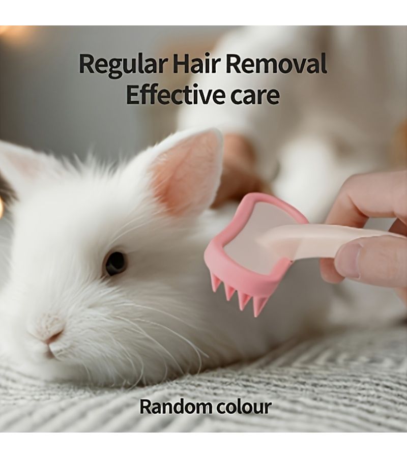 Pink Silicone Pet Grooming Brush Soft Bristles Heart Shaped Head Detangling Massaging Tool for Cats Dogs - Image 2