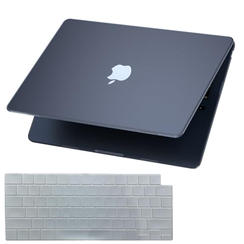 KEROM Midnight Clear Case for MacBook Air 13 inch 2026 M5, 2022-2025 M4/M3/M2 A3240 A3113 A2681, Matte Plastic Hardshell & Keyboard Cover for Mac Air 13.6 inch Case, Frosted Midnight - Image 2