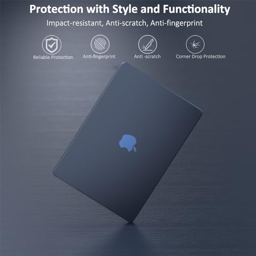 KEROM Midnight Clear Case for MacBook Air 13 inch 2026 M5, 2022-2025 M4/M3/M2 A3240 A3113 A2681, Matte Plastic Hardshell & Keyboard Cover for Mac Air 13.6 inch Case, Frosted Midnight - Image 3