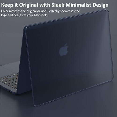 KEROM Midnight Clear Case for MacBook Air 13 inch 2026 M5, 2022-2025 M4/M3/M2 A3240 A3113 A2681, Matte Plastic Hardshell & Keyboard Cover for Mac Air 13.6 inch Case, Frosted Midnight - Image 4