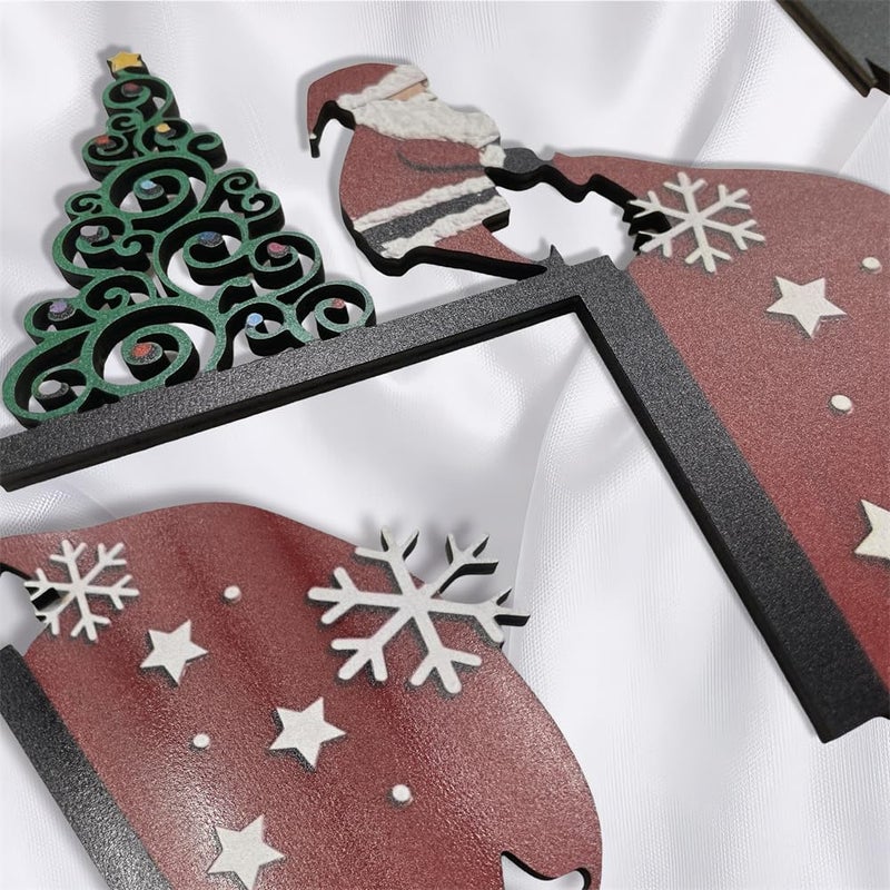 Sanmtang 2024 Christmas Door Topper Holiday Home Decor Funny Snowman Santa Claus Top Door Frame Corner Sign Decorations  Windows Walls DIY Craft for Christmas Party Ornament (Santa Claus) - Image 2