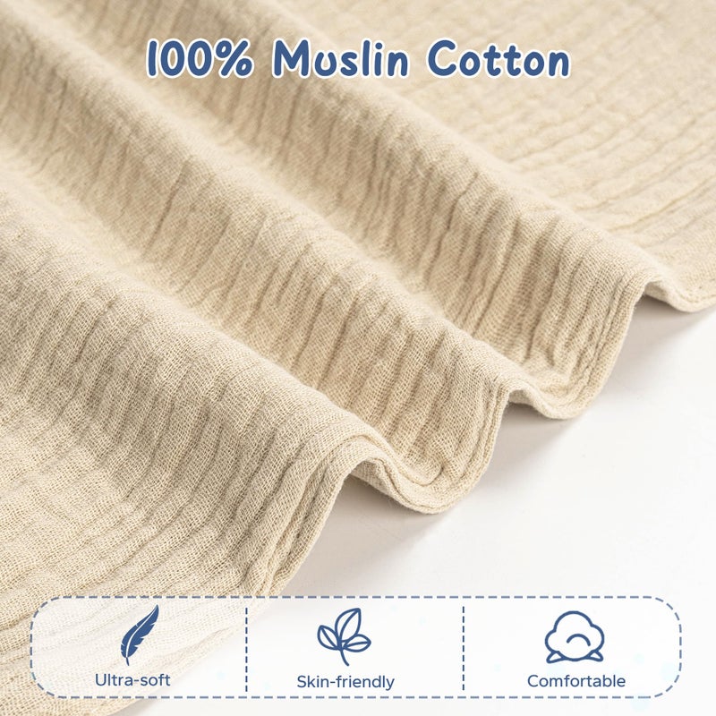 ZIGJOY Bunny Lovey Muslin Cotton Baby Security Blanket Soft Breathable Lovies for Babies Gifts for Newborn Infant Toddler Boys and Girls, Khaki - Image 2