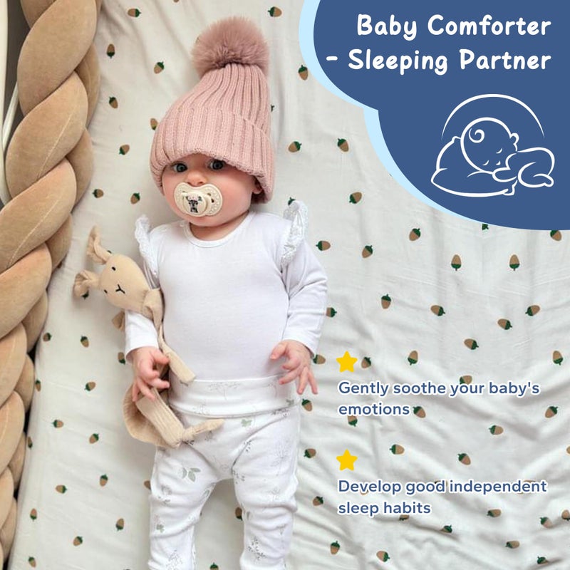 ZIGJOY Bunny Lovey Muslin Cotton Baby Security Blanket Soft Breathable Lovies for Babies Gifts for Newborn Infant Toddler Boys and Girls, Khaki - Image 4